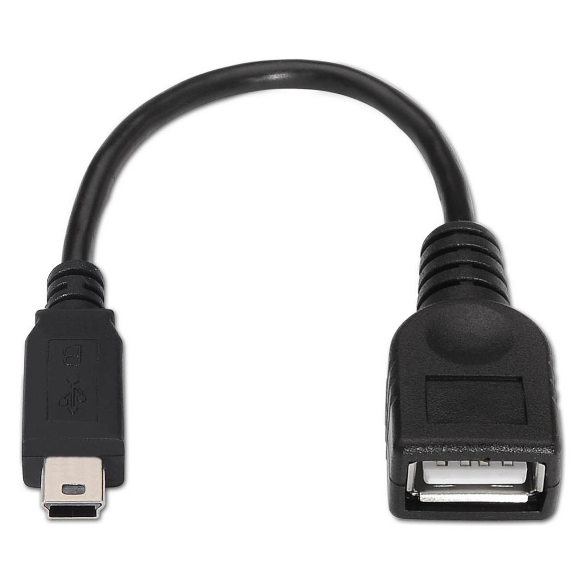 Aisens cable usb 2.0 otg, tipo mini b/m-a/h, negro, 15cm (0.15 m, USB 2.0) (A101-0033)