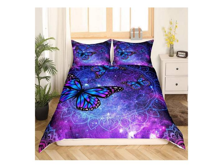 LuxusKollektion Kinderbettwäsche Bettwäsche Set Galaxis Schmetterling 155x220