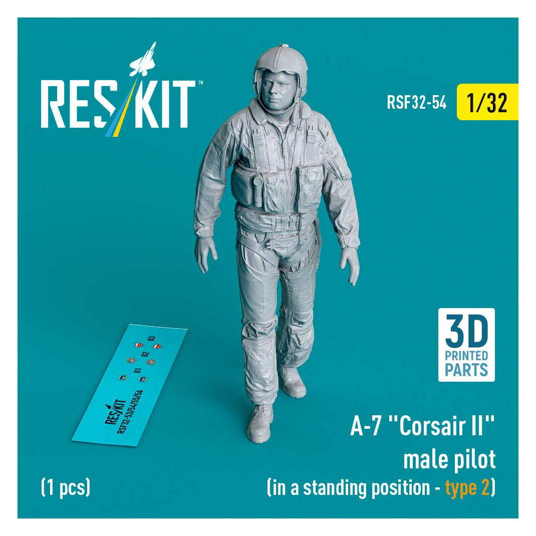 ResKit A-7 Corsair II male pilot (in a standing position - type 2) (1 pcs) (3D Printed) (RSF32-0054)