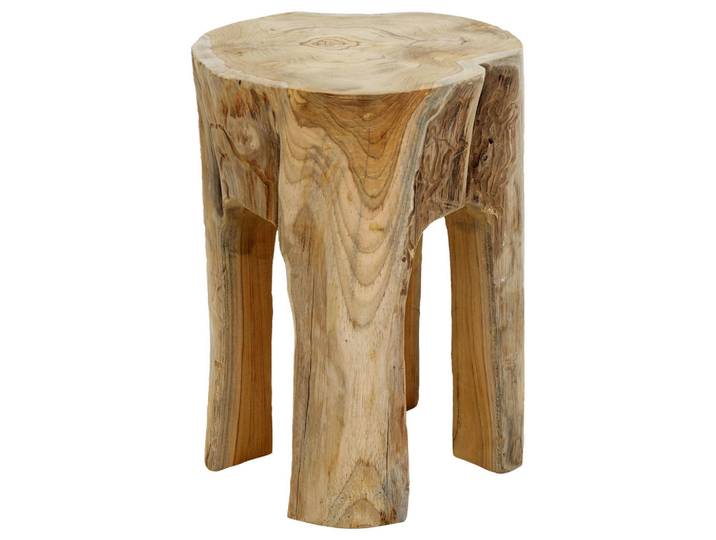 Ambia Garden Hocker, Natur, Teak, Holz, Teakholz, massiv, rund, 30x40x30 cm, Wohnzimmer, Hocker, Sitzhocker