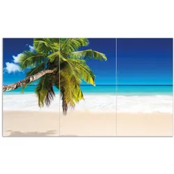 Wallario Herdabdeckplatte 60 x 52 cm (BxH), 1-teilig Südseestrand in der Karibik mit Palme