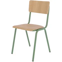 Stuhl Zero Multiplex und Metall, stapelbar im Retro Chic, Salbei und Eiche, robust und pflegeleicht
