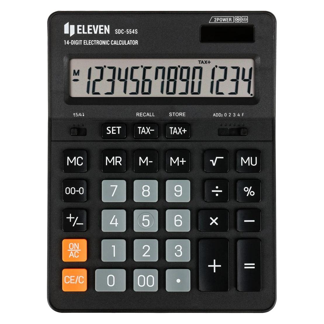 Eleven Calculator SDC554S calculator black tabletop 14 places dual power supply (Batteriebetrieb, Solarenergie) (5904966860157)