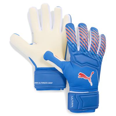 Torwarthandschuhe PUMA "PUMA ULTRA Pro Torwarthandschuhe Unisex", Damen, Gr. 9, blau (ultra blau glowing rot), Obermaterial: 100% Polyester. Handgelenkschoner: 100% Latex. Handfläche: 100% Latex. Handrücken: 100% Latex, Handschuhe