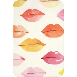 BADEMATTE Lippen - Bunt - Glänzend Rutschfest 60x90 cm