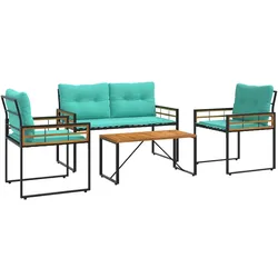 vidaXL Gartenmöbel Set mit Kissen 4 pcs Türkis