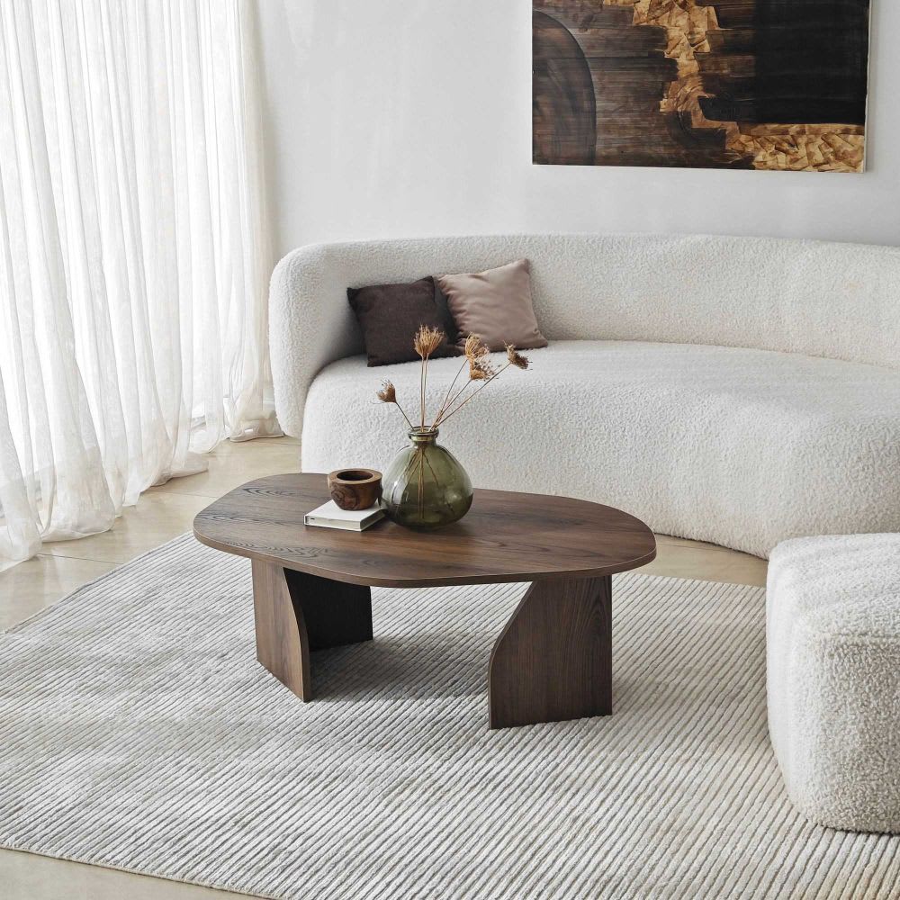 Hanah Home Table basse en aggloméré noyer Marron 105x35x65cm