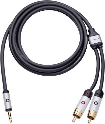 Cinch / Klinke Audio Anschlusskabel [2x Cinch-Stecker - 1x Klinkenstecker 3.5 mm] 1.50 m Schwarz vergoldete Steckkontakte Oehlbach I-CONNECT J-35/R