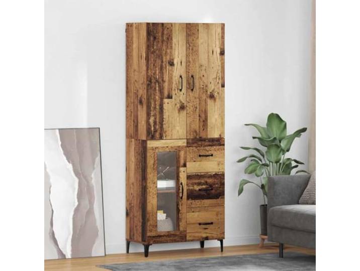 HEFZGDB Modernes Highboard mit wandmontierter Aufhängung aus Holzwerkstoff - Funktionales Highboard mit Mehreren Fächern und minimalistisches mit Metallbeinen für zeitgemäße Innenräume