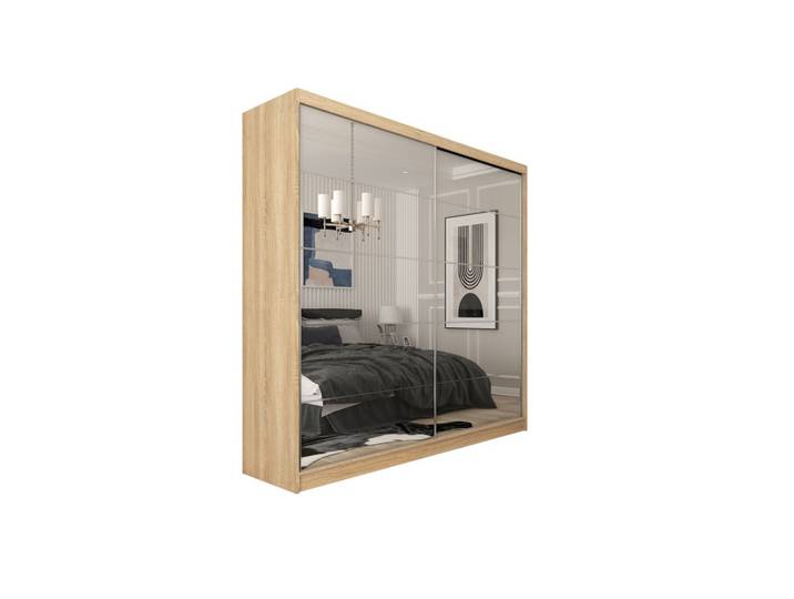SCHWEBETÜRENSCHRANK FIORELLA 200/216/61 cm 2-türig mit Spiegel Sonoma Eiche
