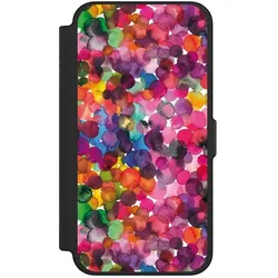 Nivocase Klapphülle für Apple iPhone 12 Pro Max Handyhülle aus Kunst Leder NIVOflip schwarz Punkte (Apple iPhone 12 Pro Max), Smartphone Hülle, Schwarz