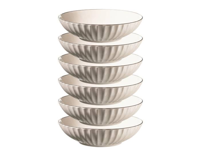 Mäser Tellerset, Creme, Keramik, 6-teilig, rund, Geschirr, Teller