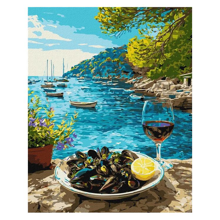 Ideyka Malen nach Zahlen Mittagessen mit Meeresfrüchten 40 x 50 cm (KHO5772)