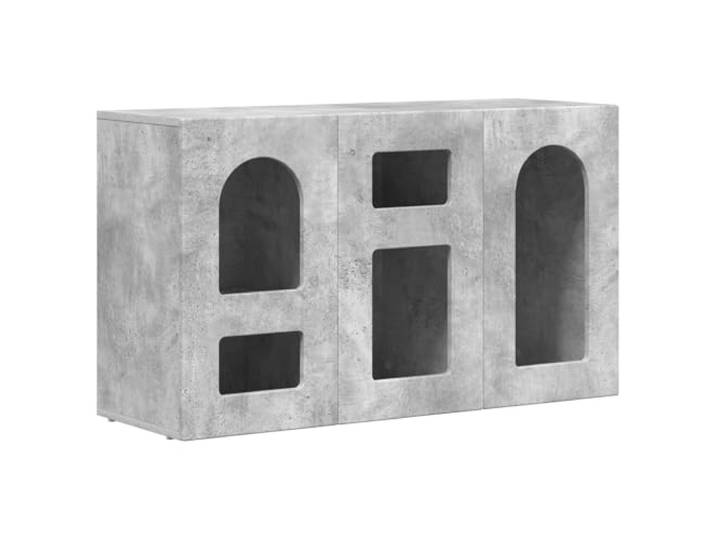 KGFHERENB Sideboard Beton Grau 100x35x59 cm Kommode aus Holzwerkstoff Vielseitige Anrichte in Beton-Optik für Esszimmer, Flur und Wohnzimmer mit pflegeleichter Oberfläche und stabilen Böden.