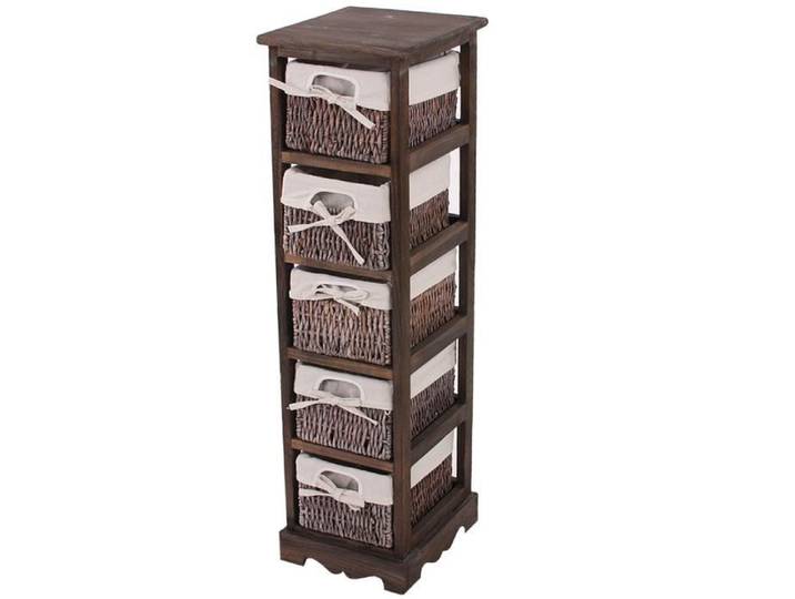 Commode / étagère 5 paniers 25x28x90cm shabby vintage ~ marron