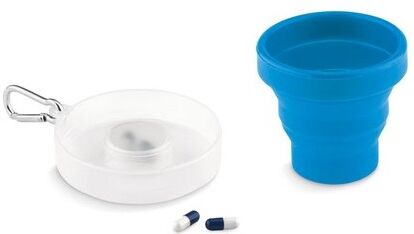 Tasse pliable personnalisable Cup Pill silicone bleu