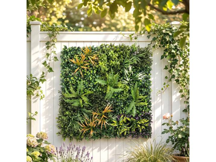 Outsunny Mur Végétal Artificiel 100x100cm Vert avec Fixations