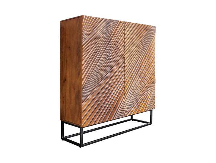 Massivholz Design Highboard „Line Art“ Mangoholz Invicta Interiors