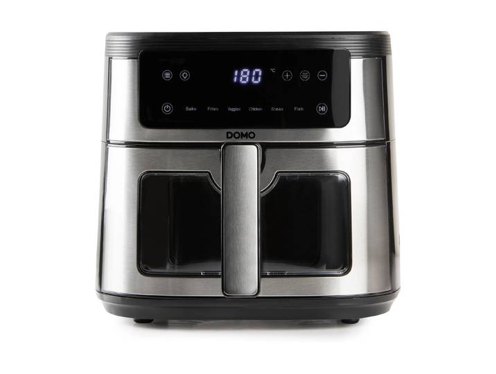 DOMO Heissluftfritteuse DO548FR 6 l , silber (schwarz), B:29,8cm H:28,2cm T:37,8cm, Fritteusen, Heissuftfritteuse mit Sichtfenster, Heissluftfritteuse