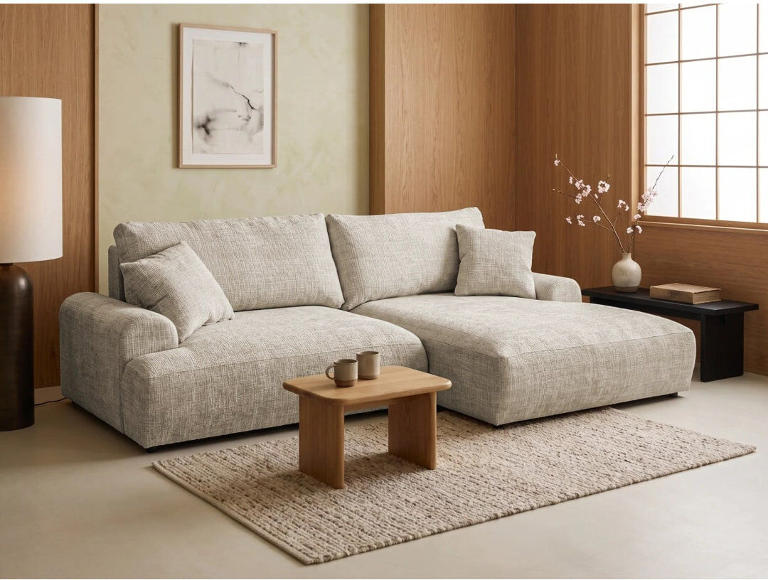 S-Style Furniture Melvano 4 Seater Corner Sectional Dark Beige 81cm H X 240cm W X 145cm D