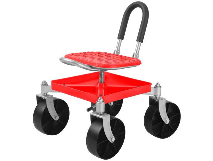 FLASIDU Siège de tabouret roulant de jardin Tabouret roulant de jardin siège avec roues chaise mobile de piscine jardin Rouge