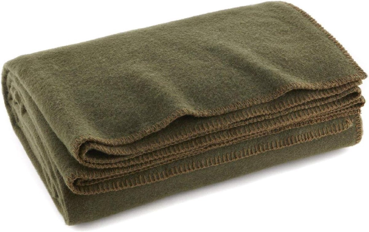 SnelShoppen Brandwerende Deken 80% Wol - Olive Drab - 167 x 228 cm