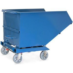 Fetra Kippbehälter Muldenkipper 4704, für Stapler, 0,8 m³, blau, 800 kg, mit Rollen
