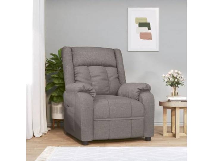 NLQMSU Sessel, manuell, Stoff, Taupe, mit Fußstütze, 3 Positionen Geräumige Sitzfläche, gepolsterte Armlehnen, Holz- und Metallrahmen, atmungsaktiver Bezug, für den täglichen Gebrauch
