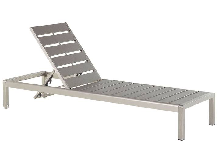 Beliani - Transat De Jardin En Aluminium Et Bois Composite Gris Dossier Réglable En 4 Nardo
