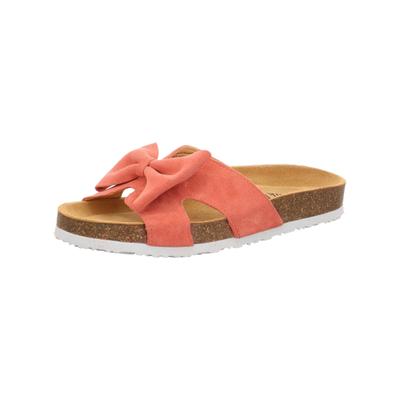 Pantolette THINK "Think Pantoletten Veloursleder", Damen, Gr. 37, Leder, rosa (magenta), Veloursleder, Schuhe Pantolette