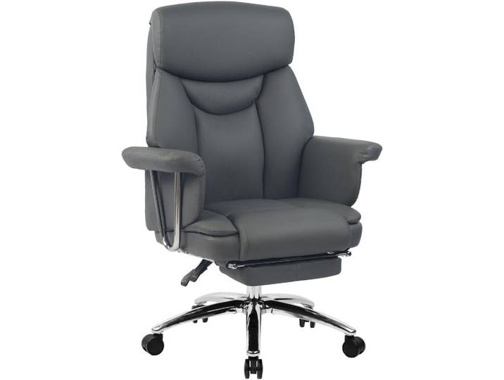 CLP Chefsessel Echtleder Grau, Metall, 78x114x66 cm, Büromöbel, Bürostühle, Chefsessel