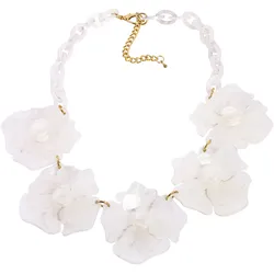 Steuer Modeschmuck Collierkette Blütencollier in der Farbe weiß/perlmutt