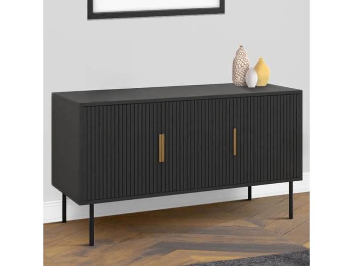 ID MARKET buffet 3 portes 110 cm Moderne noir