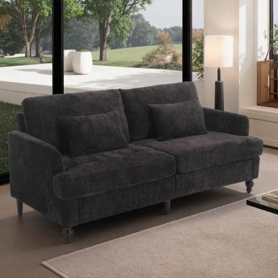 "68.9"" Chenille 2-Seater Mid-Century Modern Loveseat Sofa with Brown Wood Feet"