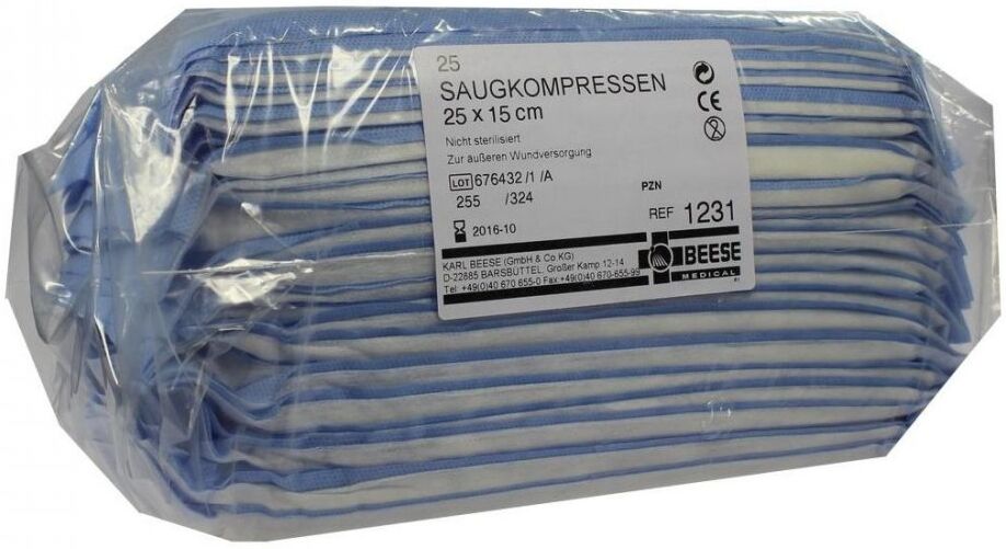 Saugkompressen unsteril 15x25 cm 1231