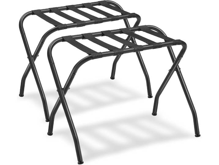 Support de valise pliable T1 noir, porte-bagages en métal pour chambre d'amis, cadre en acier pliable, parfait