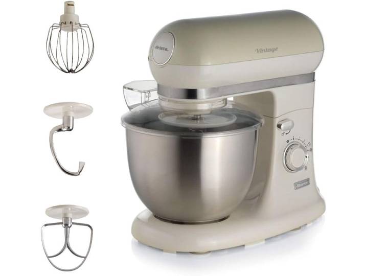 Ariete 1588/03 - Vintage keukenmachine - 5.5 liter - 3 accessoires - 2400 Watt - 7 snelheden - Beige