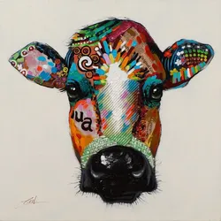 Keilrahmenbild BUNTE KUH (LBH 70x70x3,50 cm) - bunt - LBH 70x70x3,50 cm