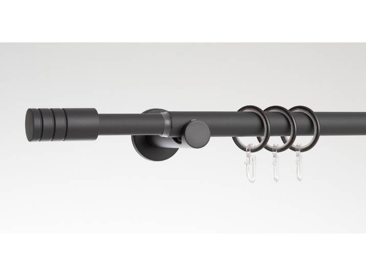 Gardinenstange LIEDECO Stilgarnitur Zylinder ausziehbar 16/19 mm , schwarz (steingrau), Ø:19mm, Eisen, Gardinenstangen, Gardinenstange, teleskopisch ausziehbar
