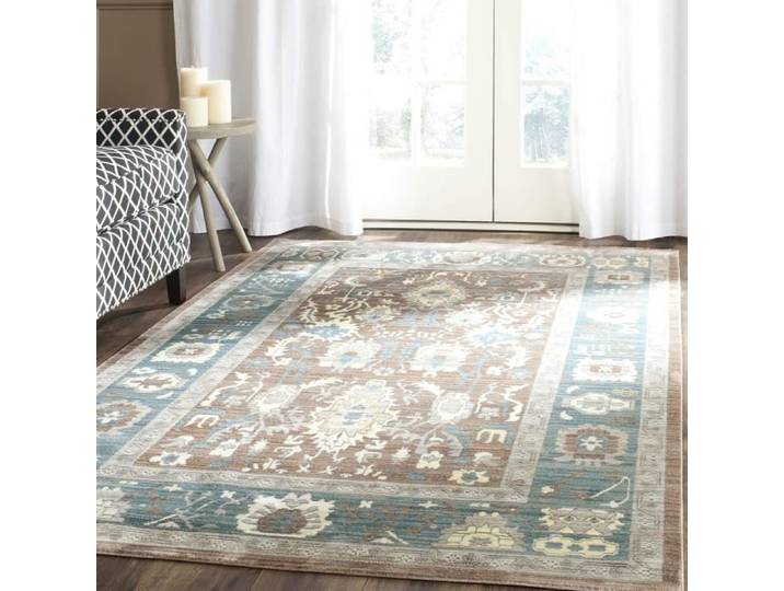 Tapis Artisanat inspiré en Polyester Brun/Vert 122 x 183 cm