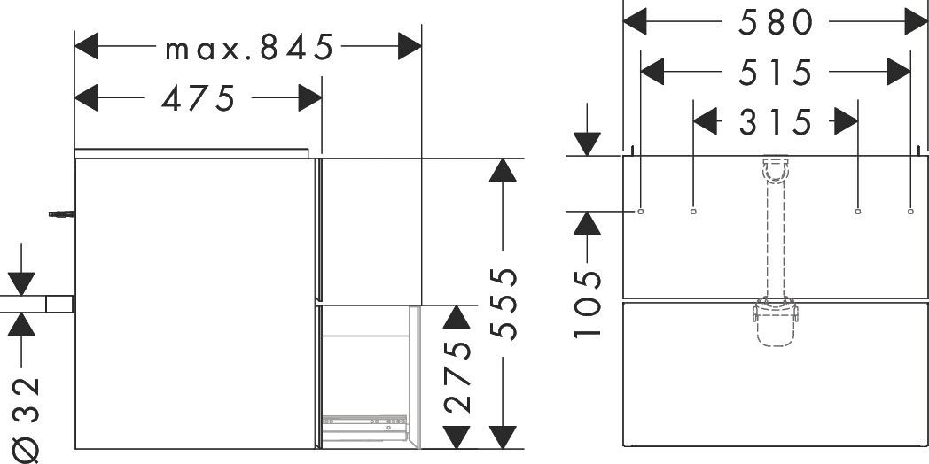 HANSGROHE 54175730 Waschtischunterschrank Xevolos E MW