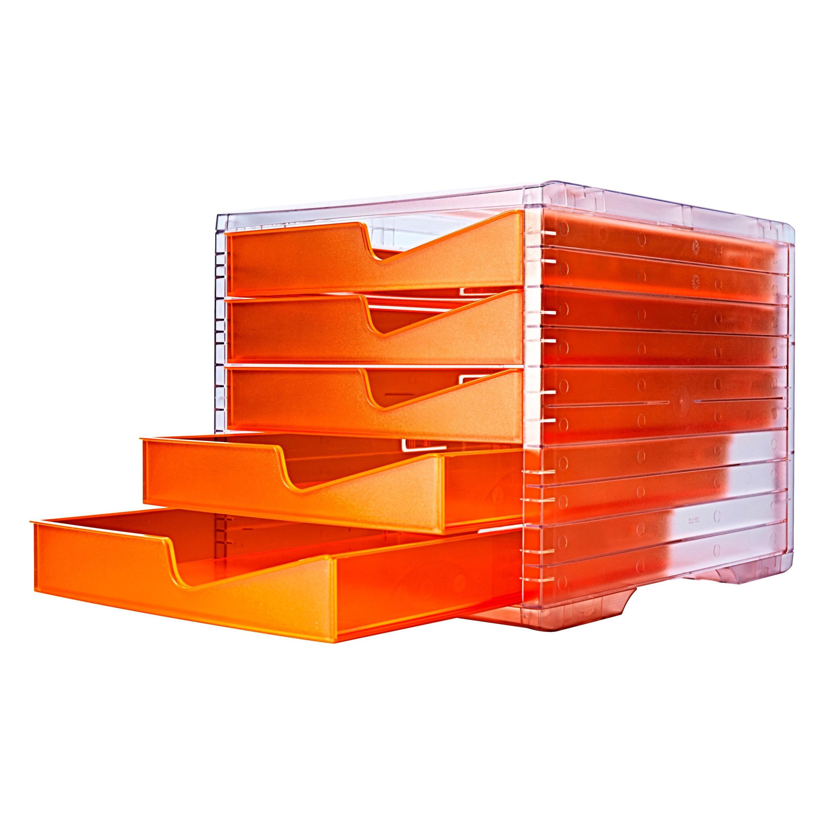 Styro Schubladenbox styroswingbox NEONline neon-orange DIN C4 mit 5 Schubladen (C4) (275-8430.2464)