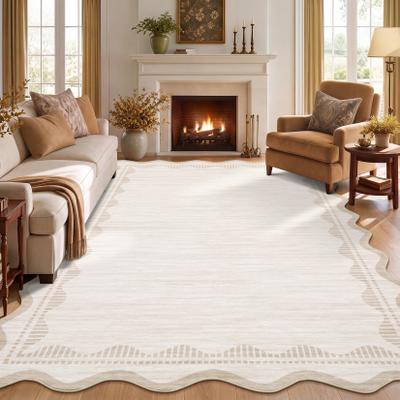 Garvee Modern Scalloped Border Area Rugs for Living Room Bedroom