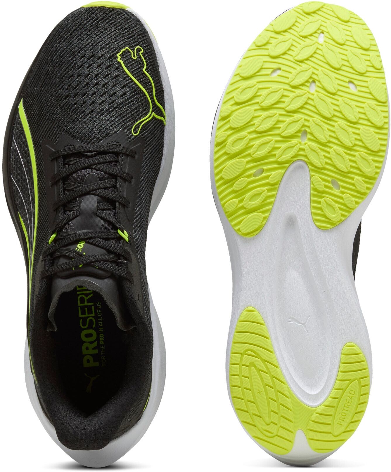 Laufschuh PUMA "DARTER PRO", Damen, Gr. 44, Textil, gelb (puma schwarz, gelb alert, puma weiß), Schuhe Laufschuh, mit reaktionsfreudiger PROFOAM Dämpfung