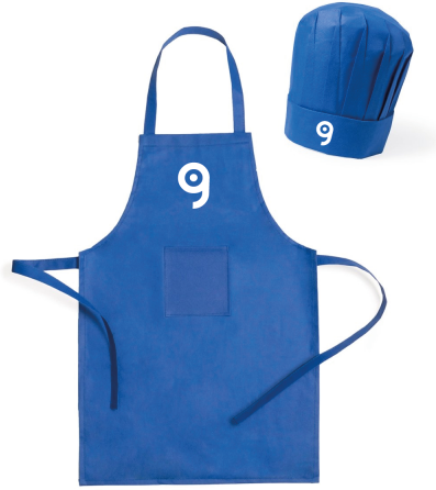 Kit grembiule e cappello bimbi  TNT colorato tasca regolabile Personalizzate o neutre