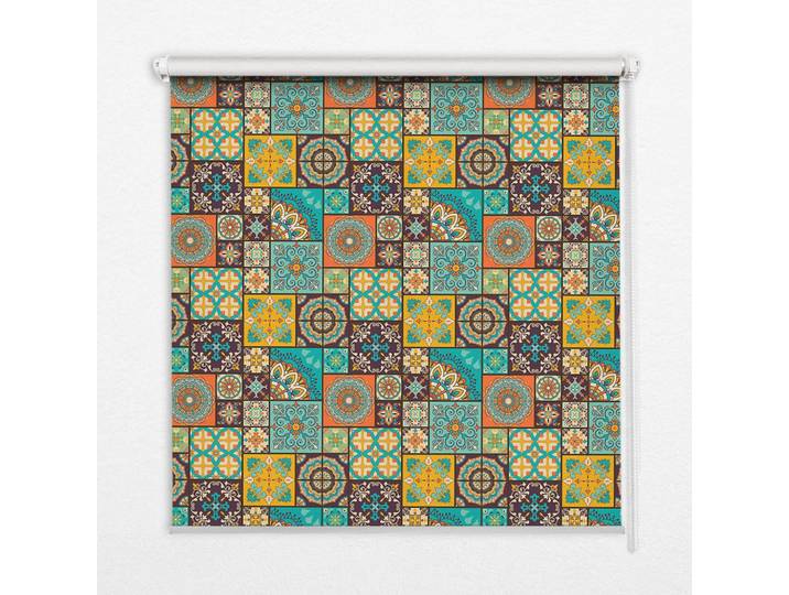 Tulup Innenrollo - Fensterrollo - Rollo - 100x100 cm - Farbenfrohes Mandala, Blau, Kunststoff, Quadratisch, 100x100x0.5 cm, Heimtextilien, Vorhänge, Rollos