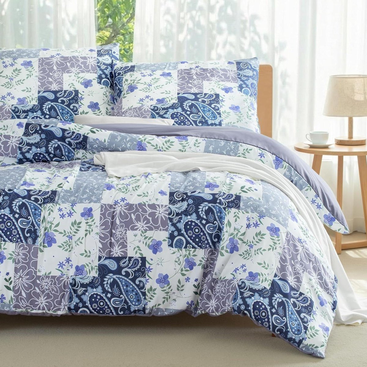 Omkeerbaar Paisley Design Dekbedovertrek Set - Paars - 220 x 240 cm