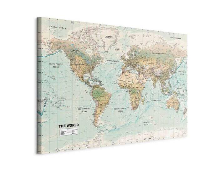Leinwandbild World Beige Mintgrün B: 90 cm
