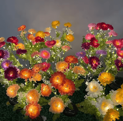 Inspire Picks Solar Snow Lotus Flower Garden Lights Waterproof Outdoor Lawn Decor 7 Head pink 1pc