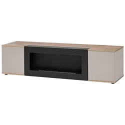TV-LOWBOARD Viking Eiche, Kaschmir 160 cm, TV Unterschrank mit Ethanol Kamin